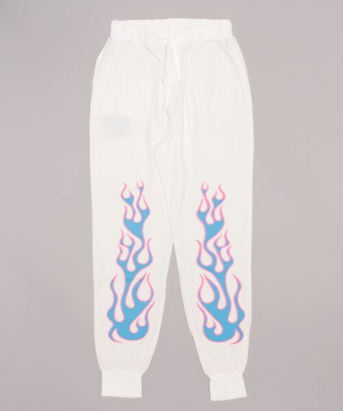 GGD SELECT(ジージーディー セレクト)の「FIRE- Pants(スウェットパンツ・メンズ・ホワイト・FREE/M)」の1枚目の写真