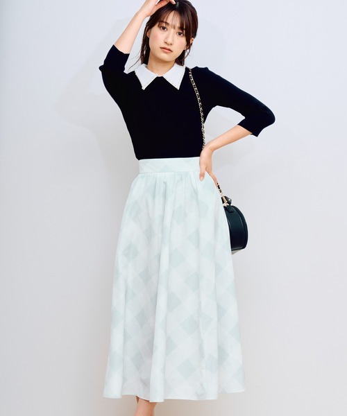 【セール】タフタチェックフレアスカート（スカート）｜Noela（ノエラ）