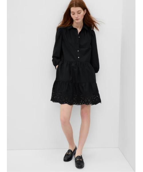 GAP(ギャップ)の「袖コンシャス シャツワンピース(ワンピース・レディース・ピンク/その他/ブラック・XS/S/M/L/XXS)」の2枚目の写真