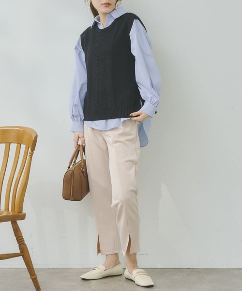 Chez toi（シェトワ）の「裾スリットカットパンツ（その他パンツ・レディース・ブラック/アイボリー/ミント・FREE）」の13枚目の写真