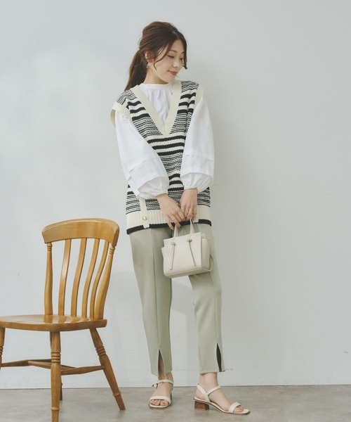 Chez toi（シェトワ）の「裾スリットカットパンツ（その他パンツ・レディース・ブラック/アイボリー/ミント・FREE）」の16枚目の写真