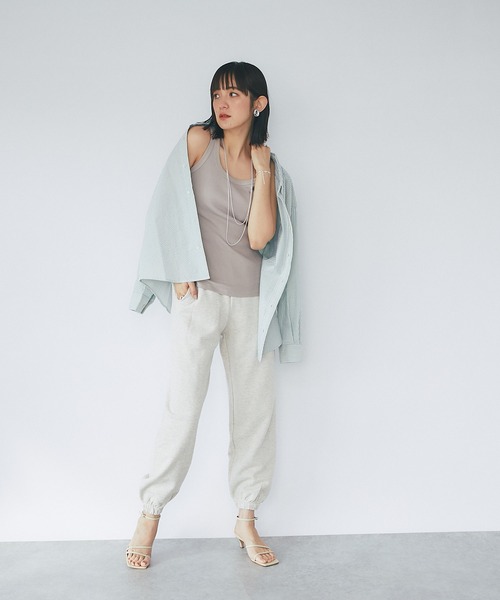 RIVE DROITE（リヴドロワ）の「テレコUネックタンク（タンクトップ・レディース・ブラック/オフホワイト/ベージュ/ブラウン・FREE）」の6枚目の写真