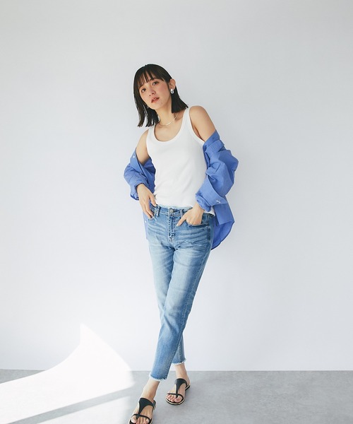 RIVE DROITE（リヴドロワ）の「テレコUネックタンク（タンクトップ・レディース・ブラック/オフホワイト/ベージュ/ブラウン・FREE）」の16枚目の写真