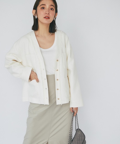 RIVE DROITE（リヴドロワ）の「テレコUネックタンク（タンクトップ・レディース・ブラック/オフホワイト/ベージュ/ブラウン・FREE）」の11枚目の写真