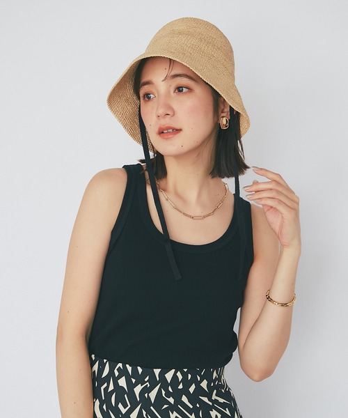 RIVE DROITE（リヴドロワ）の「テレコUネックタンク（タンクトップ・レディース・ブラック/オフホワイト/ベージュ/ブラウン・FREE）」の17枚目の写真