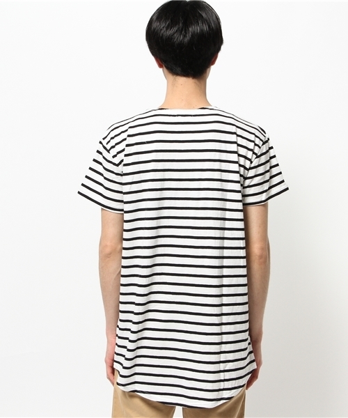 WEGO（ウィゴー）の「WEGO/ ラウンドロングポケットTシャツ（Tシャツ/カットソー・メンズ・ホワイト系その他/ホワイト/杢グレー・MEDIUM/LARGE）」の6枚目の写真