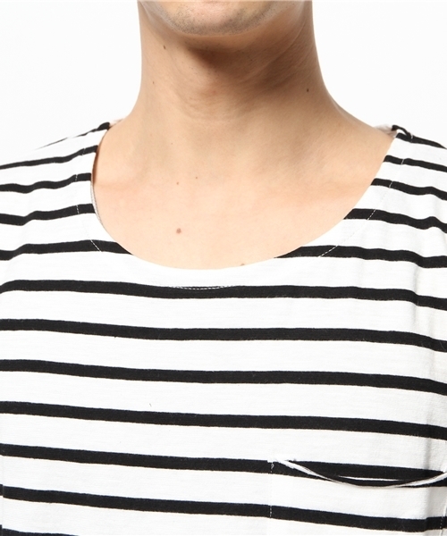 WEGO（ウィゴー）の「WEGO/ ラウンドロングポケットTシャツ（Tシャツ/カットソー・メンズ・ホワイト系その他/ホワイト/杢グレー・MEDIUM/LARGE）」の7枚目の写真