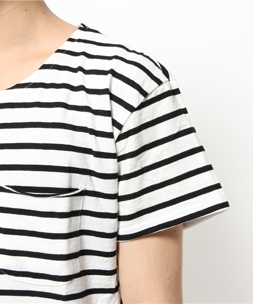 WEGO（ウィゴー）の「WEGO/ ラウンドロングポケットTシャツ（Tシャツ/カットソー・メンズ・ホワイト系その他/ホワイト/杢グレー・MEDIUM/LARGE）」の8枚目の写真