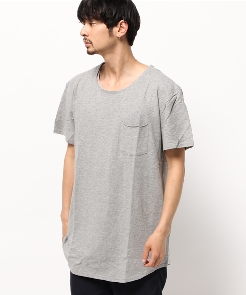 WEGO（ウィゴー）の「WEGO/ ラウンドロングポケットTシャツ（Tシャツ/カットソー・メンズ・ホワイト系その他/ホワイト/杢グレー・MEDIUM/LARGE）」の14枚目の写真