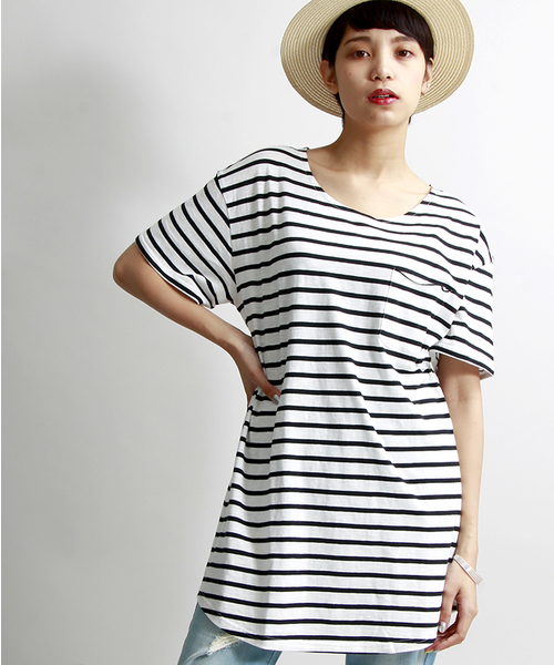 WEGO（ウィゴー）の「WEGO/ ラウンドロングポケットTシャツ（Tシャツ/カットソー・メンズ・ホワイト系その他/ホワイト/杢グレー・MEDIUM/LARGE）」の15枚目の写真