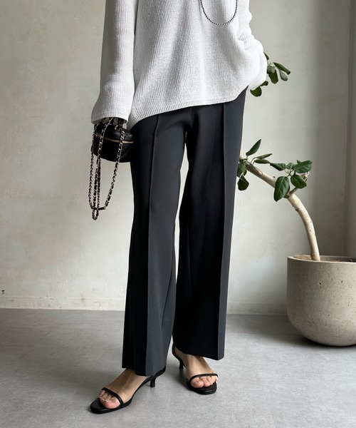 DouDou（ドゥドゥ）の「ツイルストレートパンツ（スラックス・レディース・チャコールグレー/オフホワイト/ミント/ブラック・FREE）」の4枚目の写真