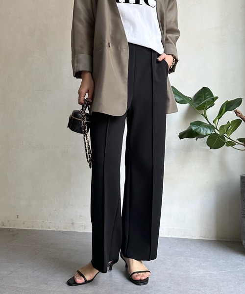 DouDou（ドゥドゥ）の「ツイルストレートパンツ（スラックス・レディース・チャコールグレー/オフホワイト/ミント/ブラック・FREE）」の3枚目の写真