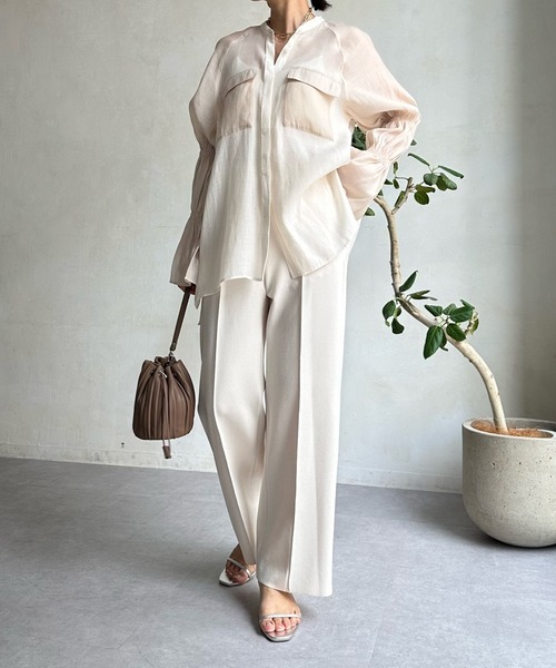 DouDou（ドゥドゥ）の「ツイルストレートパンツ（スラックス・レディース・チャコールグレー/オフホワイト/ミント/ブラック・FREE）」の9枚目の写真