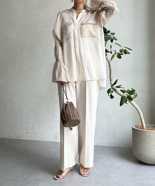 DouDou（ドゥドゥ）の「ツイルストレートパンツ（スラックス・レディース・チャコールグレー/オフホワイト/ミント/ブラック・FREE）」の14枚目の写真