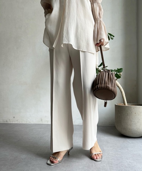 DouDou（ドゥドゥ）の「ツイルストレートパンツ（スラックス・レディース・チャコールグレー/オフホワイト/ミント/ブラック・FREE）」の18枚目の写真