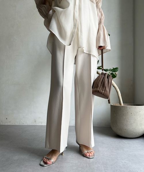 DouDou（ドゥドゥ）の「ツイルストレートパンツ（スラックス・レディース・チャコールグレー/オフホワイト/ミント/ブラック・FREE）」の22枚目の写真