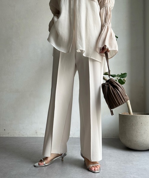 DouDou（ドゥドゥ）の「ツイルストレートパンツ（スラックス・レディース・チャコールグレー/オフホワイト/ミント/ブラック・FREE）」の5枚目の写真