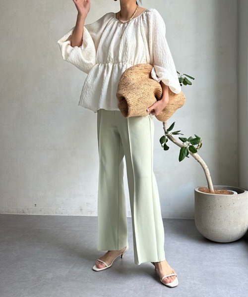 DouDou（ドゥドゥ）の「ツイルストレートパンツ（スラックス・レディース・チャコールグレー/オフホワイト/ミント/ブラック・FREE）」の20枚目の写真