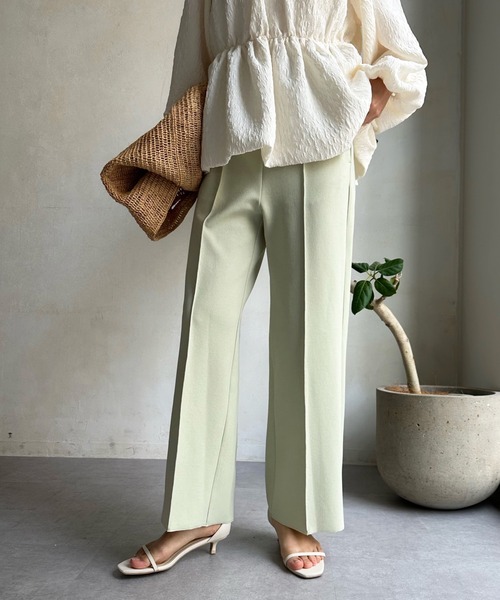 DouDou（ドゥドゥ）の「ツイルストレートパンツ（スラックス・レディース・チャコールグレー/オフホワイト/ミント/ブラック・FREE）」の7枚目の写真