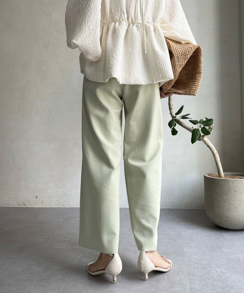 DouDou（ドゥドゥ）の「ツイルストレートパンツ（スラックス・レディース・チャコールグレー/オフホワイト/ミント/ブラック・FREE）」の12枚目の写真