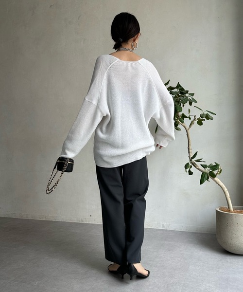 DouDou（ドゥドゥ）の「ツイルストレートパンツ（スラックス・レディース・チャコールグレー/オフホワイト/ミント/ブラック・FREE）」の19枚目の写真