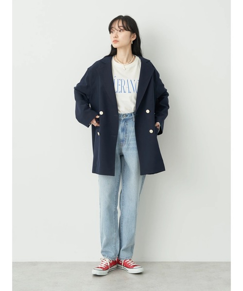 earth music&ecology(アースミュージックアンドエコロジー)の「ヴィンテージ加工テーパードデニム(デニムパンツ・レディース・ブルー系その他/ライトインディゴブルー・L/M/S)」の6枚目の写真