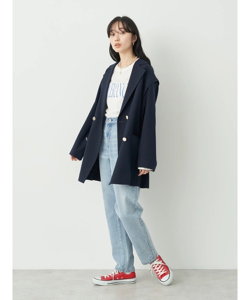 earth music&ecology(アースミュージックアンドエコロジー)の「ヴィンテージ加工テーパードデニム(デニムパンツ・レディース・ブルー系その他/ライトインディゴブルー・L/M/S)」の8枚目の写真