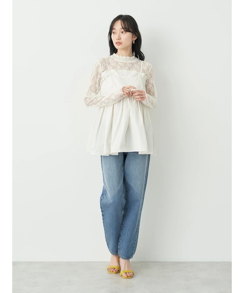 earth music&ecology(アースミュージックアンドエコロジー)の「ヴィンテージ加工テーパードデニム(デニムパンツ・レディース・ブルー系その他/ライトインディゴブルー・L/M/S)」の13枚目の写真