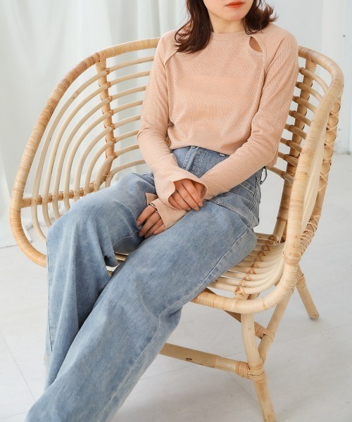 Bab（バブ）の「フレアスリーブラメリブトップス（Tシャツ/カットソー・レディース・ベージュ/パープル・FREE）」の9枚目の写真