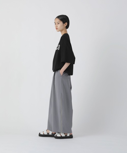 ZUCCAズッカ プリーツ カットソー スタッズ リボン アシメ M 黒 日本製 ZUCCa / S サッカーチェックジャージィー / ワンピース(M black
