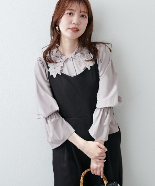 ステッチレース半袖ウールシャツブラウス ナチュラルシャツブラウス シンプルシャツ 大人ファッション 大人コーデ 大人カジュアル 大人韓国コーデ wx-ek-196-01.jpg