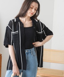 WEGO | WEGO/ストライプメッシュニットシャツ(ニット/セーター)