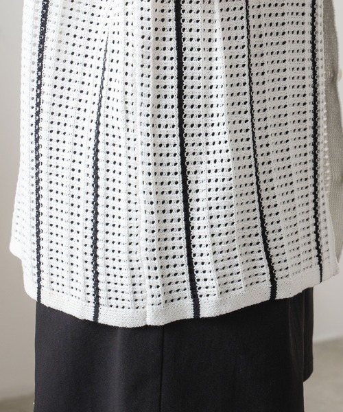 WEGO（ウィゴー）の「WEGO/ストライプメッシュニットシャツ（ニット/セーター・レディース・サックスブルー/ホワイト/ブラック・FREE）」の10枚目の写真