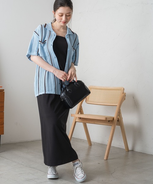 WEGO（ウィゴー）の「WEGO/ストライプメッシュニットシャツ（ニット/セーター・レディース・サックスブルー/ホワイト/ブラック・FREE）」の20枚目の写真