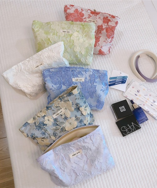 新品fafa フィフィレースのクラッチポーチ収納刺繍小物入りクリアスクエアポーチ 20%OFF／ レース ポーチ A1 レース刺繍 13×18 | ロココ調家具