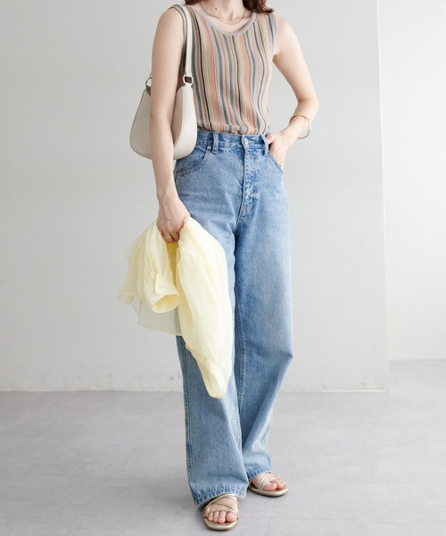 DISCOAT(ディスコート)の「【WEB限定】【前後2WAY】マルチストライプノースリーブ(タンクトップ・レディース・ライトベージュ/グリーン/オレンジ・FREE)」の17枚目の写真