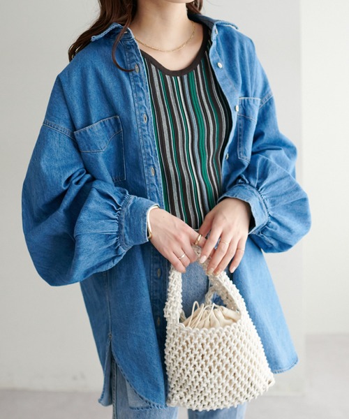 DISCOAT(ディスコート)の「【WEB限定】【前後2WAY】マルチストライプノースリーブ(タンクトップ・レディース・ライトベージュ/グリーン/オレンジ・FREE)」の21枚目の写真