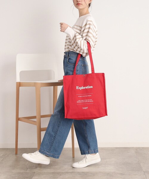 SHOO・LA・RUE（シューラルー）の「◆スクエアビッグトートバッグ（トートバッグ・レディース・ワインレッド/アイボリー/イエロー/ブルー/グレー/ブラック・00）」の10枚目の写真