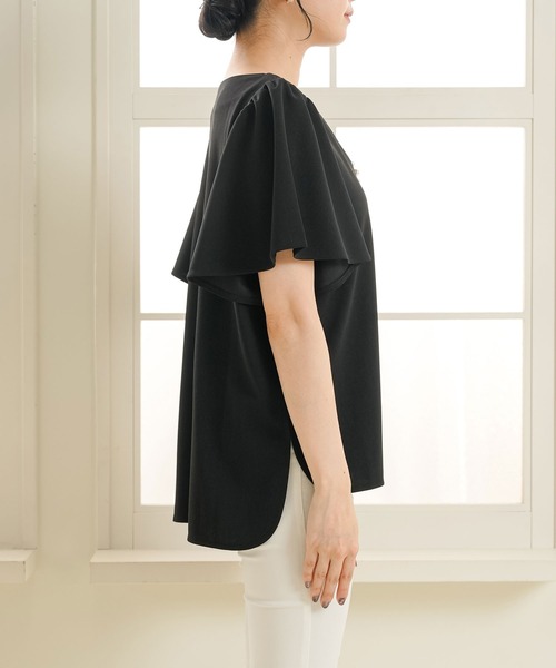 【接触冷感】フロントパールフレアブラウス