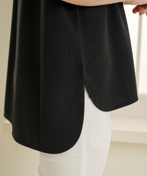 【接触冷感】フロントパールフレアブラウス