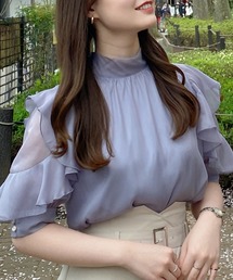 INGNI | 袖フリルラメシアー5分袖／ブラウス(シャツ/ブラウス)