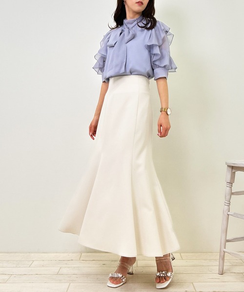 INGNI（イング）の「袖フリルラメシアー5分袖／ブラウス（シャツ/ブラウス・レディース・グレー系その他/オフホワイト/ピンク/サックスブルー・M）」の22枚目の写真