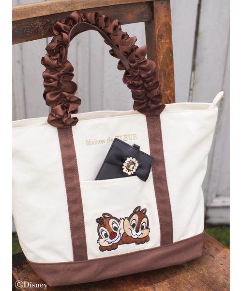 【新品タグ付き】限定！メゾンドフルール×ディズニー 刺繍 フリル トートバッグ 新品タグ付き】限定！メゾンドフルール×ディズニー 刺繍 フリル