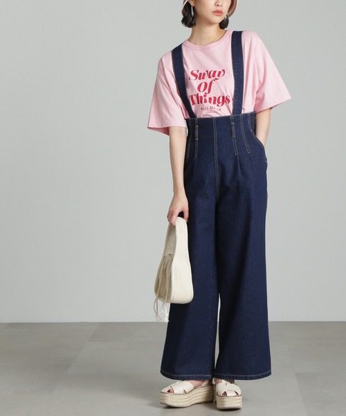 FREE'S MART（フリーズマート）の「◆[低身長サイズ/Sシリーズ]2Wayサス付きハイウエストタックワイドデニムパンツ（デニムパンツ・レディース・ネイビー/ブラック系その他/ライトインディゴブルー・X-SMALL/SMALL/MEDIUM）」の11枚目の写真