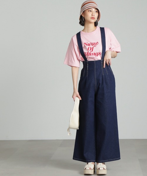 FREE'S MART（フリーズマート）の「◆[低身長サイズ/Sシリーズ]2Wayサス付きハイウエストタックワイドデニムパンツ（デニムパンツ・レディース・ネイビー/ブラック系その他/ライトインディゴブルー・X-SMALL/SMALL/MEDIUM）」の16枚目の写真