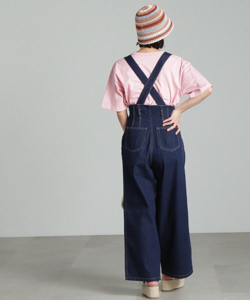 FREE'S MART（フリーズマート）の「◆[低身長サイズ/Sシリーズ]2Wayサス付きハイウエストタックワイドデニムパンツ（デニムパンツ・レディース・ネイビー/ブラック系その他/ライトインディゴブルー・X-SMALL/SMALL/MEDIUM）」の6枚目の写真