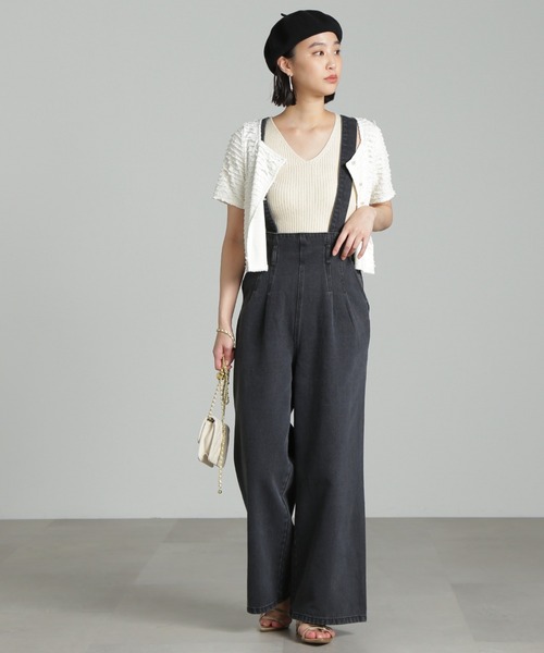 FREE'S MART（フリーズマート）の「◆[低身長サイズ/Sシリーズ]2Wayサス付きハイウエストタックワイドデニムパンツ（デニムパンツ・レディース・ネイビー/ブラック系その他/ライトインディゴブルー・X-SMALL/SMALL/MEDIUM）」の13枚目の写真