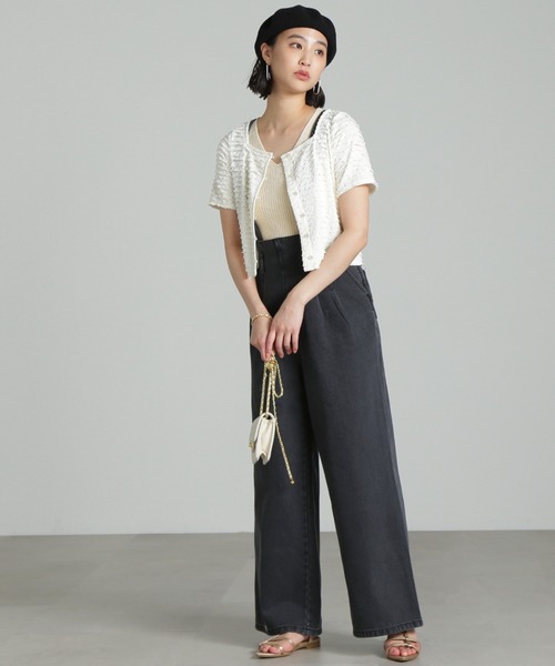 FREE'S MART（フリーズマート）の「◆[低身長サイズ/Sシリーズ]2Wayサス付きハイウエストタックワイドデニムパンツ（デニムパンツ・レディース・ネイビー/ブラック系その他/ライトインディゴブルー・X-SMALL/SMALL/MEDIUM）」の21枚目の写真