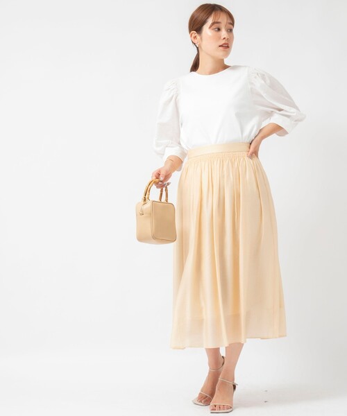 NOLLEY’S（ノーリーズ）の「《セットアップ対応》ソフトオーガンジーシャーリングスカート（スカート・レディース・ブラック/ライトブルー/ミント/ブラウン/イエロー/ネイビー/ライトグリーン・34/38/36）」の8枚目の写真