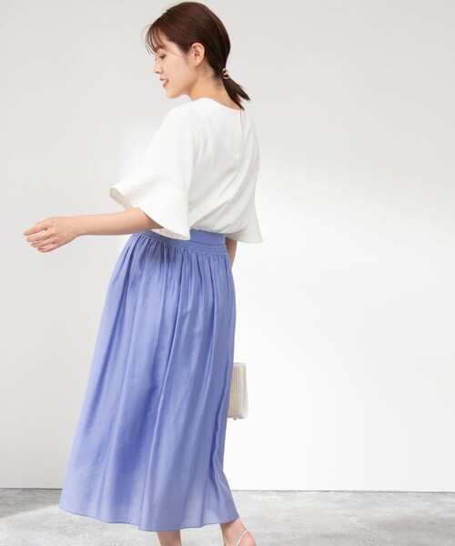 NOLLEY’S（ノーリーズ）の「《セットアップ対応》ソフトオーガンジーシャーリングスカート（スカート・レディース・ブラック/ライトブルー/ミント/ブラウン/イエロー/ネイビー/ライトグリーン・34/38/36）」の9枚目の写真